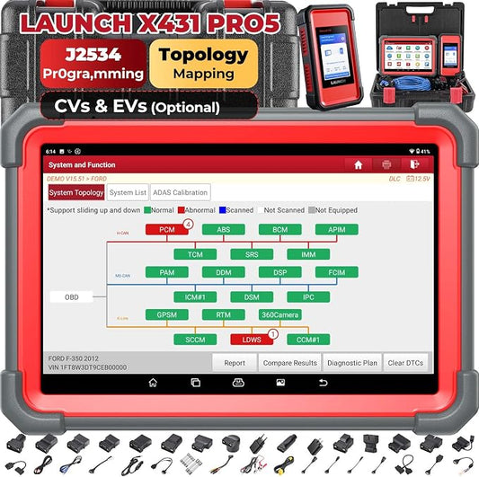 Launch X431 Scanner PRO5 J2534 Pr0gram ECU Coding, Topology, 60+ Services, Bi-Directional All System Scan Tool, CANFD DOIP, 200+ Brands, Guided Functions, 10+ High-end Features
