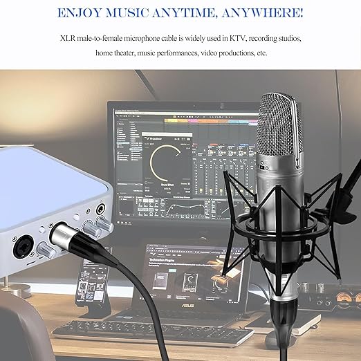 Tisino 6-Pack Multi-Colored XLR Mic Cable - 7.6m/25ft, Balanced XLR Male to Female Connectors for Recording Studio, Podcast, Mic Mixer, Amplifier