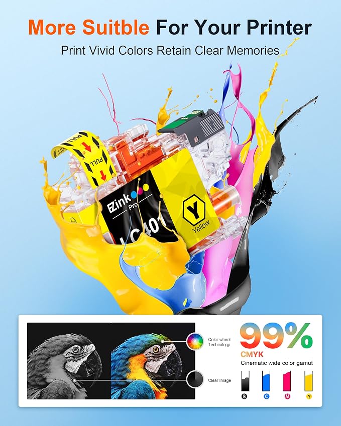 E-Z Ink Pro LC401XL LC401 MFC-J1010DW Ink Cartridges Compatible for Brother LC401XL LC 401XL to use with MFC-J1010DW MFC-J1170DW MFC-J1012DW MFC-J1800DW MFC J1010DW (Black Cyan Magenta Yellow, 4 Pack)