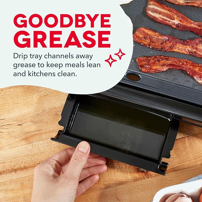 Dash Deluxe Everyday Griddle - Electric Griddle with Removable Plate - Nonstick, Easy-Clean Surface & Anti-Slip Base - Recipe Book Included - Black