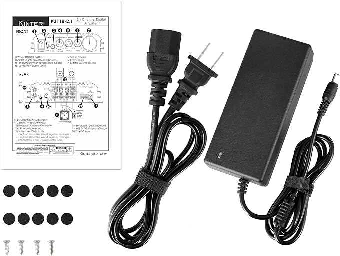 Kinter K3118-2.1 Bluetooth 5.0 Stereo Digital Receiver Amplifier 2.1 Channel Mini Hi-Fi Class D Amp 30 Watt x 2 Channels + 80 Watt Subwoofer for Home TV DIY Auto Outdoor Passive Speakers Subwoofer