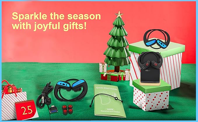 Swimming Headphone Underwater Waterproof Bluetooth ipx8 2 Colors red Blue 32G MP3 Player,in Ear no Falling, for Running Diving Cycling Hiking Gym Spa Other Sports(Blue)