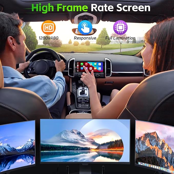 Single Din Radio Car Stereo with Wireless Carplay & Android Auto, 6.9" IPS Touchscreen Car Stereo with Bluetooth 1080P Backup Camera Mirror Link Navigation AM/FM Type-C Fast Charging USB EQ SWC Mic