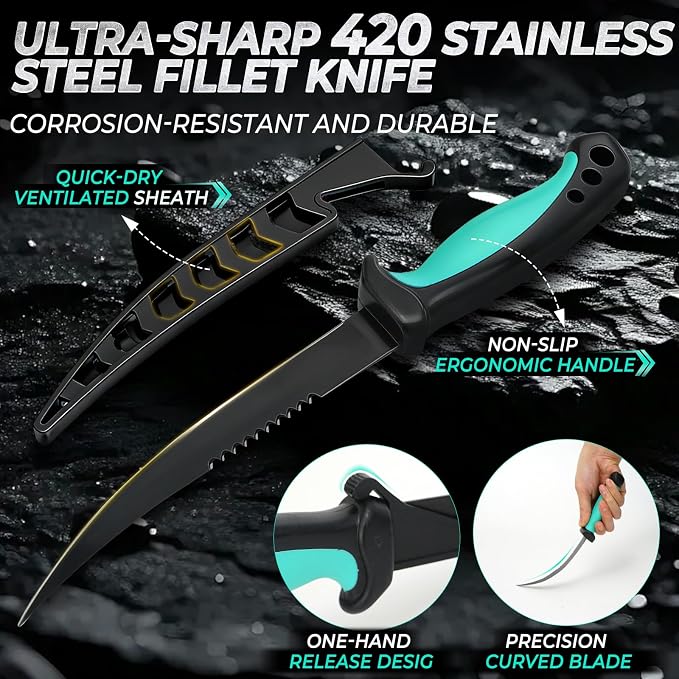 Jenseits Fishing Tool Kit, Fish Gripper, Fishing Pliers, Digital Fish Scale, Fillet Knife, Hook Remover & Fishing Accessories Set, Freshwater Saltwater Fishing Gear, Fishing Gifts for Men Angler