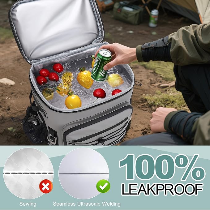 Large 52cans Cooler Backpack, Insulated, Waterproof, Leak Proof, 30L Large Capacity