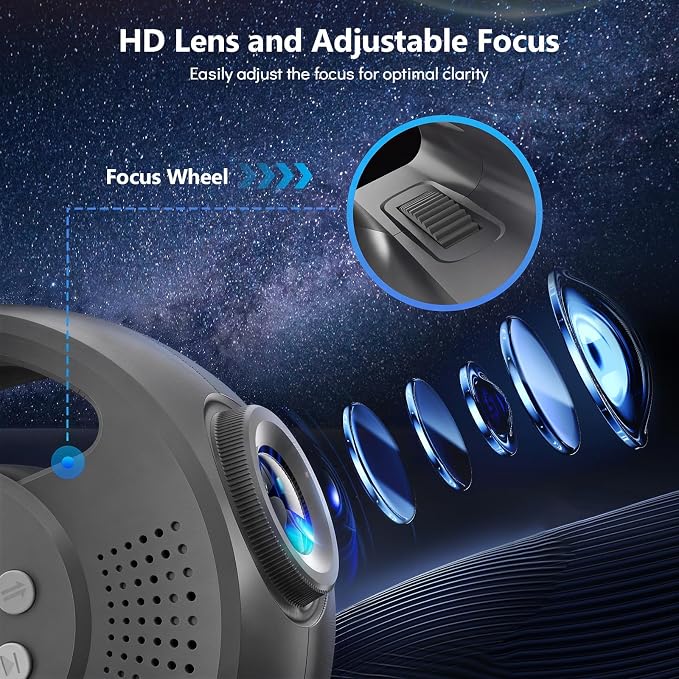 Rossetta 3D Galaxy Projector, 60 Scenes Adjustable Focal Planetarium Projector with Bluetooth Speaker, Timer & Remote Control, Ceiling Projector for Bedroom, Kids Room, Party, Gift for Kids & Adults