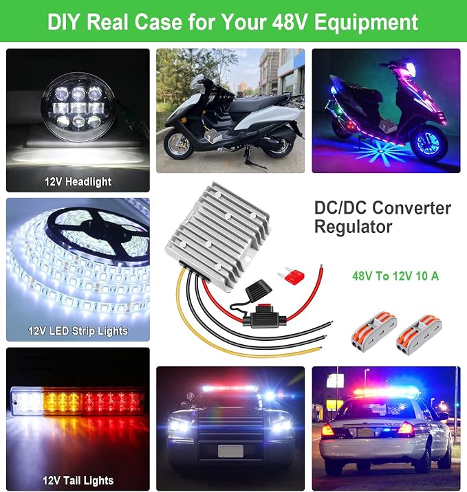 10A 120W Golf Cart 18V 20V 24V 36V 48V Step Down to DC 12V Converter Voltage Regulator Reducer Power Buck Converter Waterproof Transformer