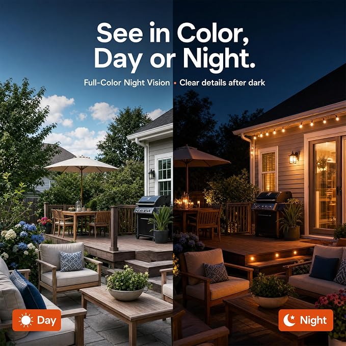 Dzees Solar Powered Security Cameras Wireless Outdoor WiFi, 2K Color Night Vision Outdoor Camera, Wireless Home Security Cameras System with Solar Panel, Spotlight/Alarm, AI Detection, 2-Way Talk