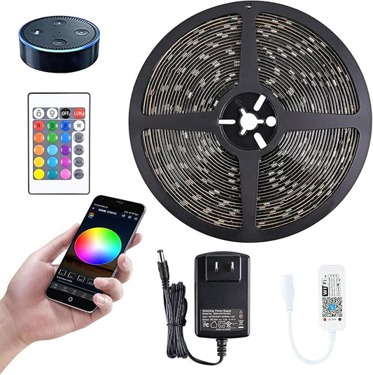 MIHEAL Led Light Strip,WiFi Wireless Smart Phone Controlled Strip Light Kit 32.8ft 300leds 5050 Waterproof IP65 LED Lights,Compatible with Android and iOS System,Alexa