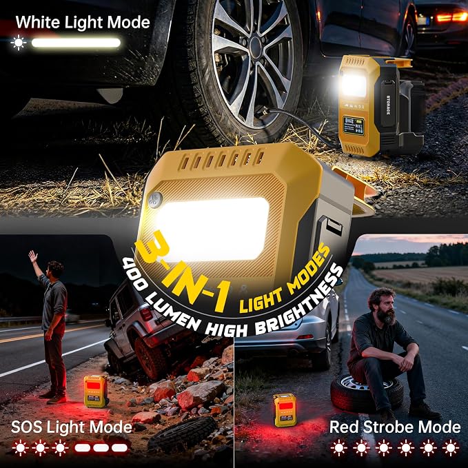 DIYtoolifz Tire Inflator Portable Air Compressor Compatible with Dewalt 20V Battery, 160PSI Air Pump with Dual Digital Screen, Auto Shut-Off, 5X Faster Inflation & Deflation for Car, Motor (Tool Only)