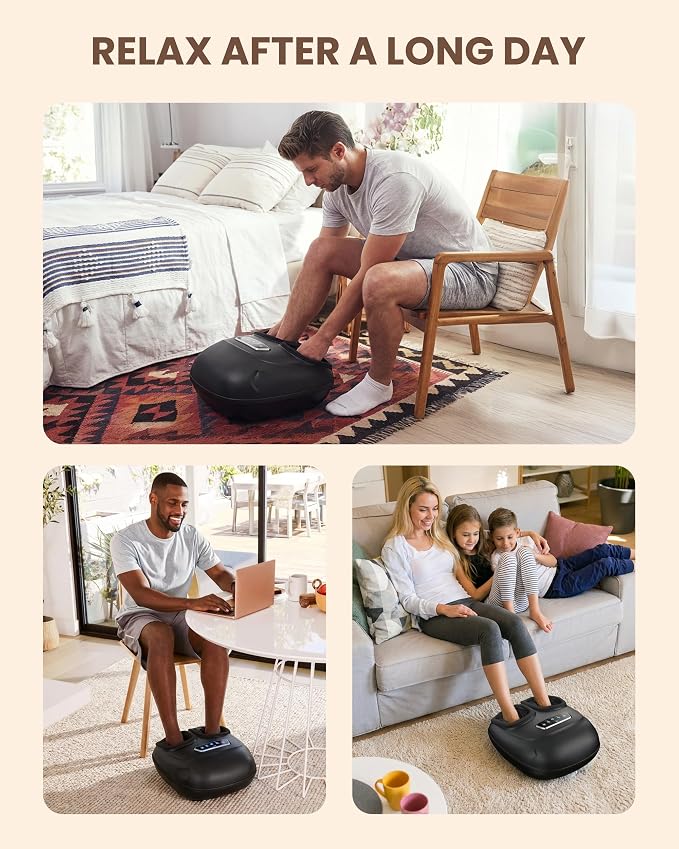 CILI 2026 Upgraded 4-in-1 Heated Foot Massager with Shiatsu, Compression & Vibration, Fathers Day Dad Gifts for Men,Feet Massager Machine with Remote Control, Deep Kneading, Fits Big Feet 14 Men