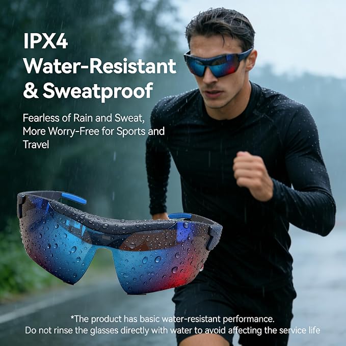Smart Cycling Polarized Sports Sunglasses for Men Women, Built-in Wireless Audio Eyewear with Hands-Free Call & Music Playback, UV400 Protection Outdoor Sunglasses for Driving Running Hiking Fishing