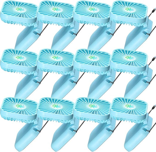 Hortsun 12 Pcs Mini Handheld Fan Bulk Portable Personal Neck Fan Small Foldable Hands Free with USB Rechargeable Gifts for Travel Summer Concerts Vacation Outdoor 3 Speed(Blue)