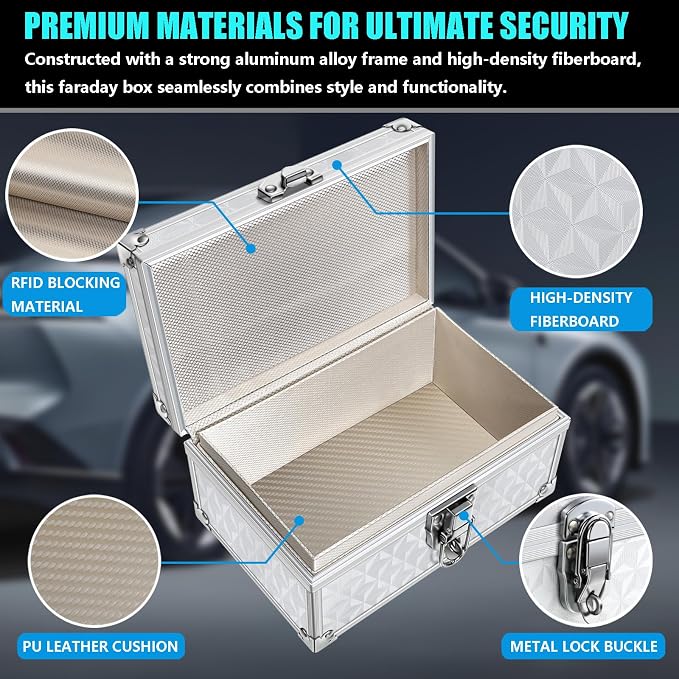 Faraday Signal Blocking Box for Car Keys, 3D Silver | Faraday Box for Car Keys, RFID Signal Blocking Box, Anti-Theft Shielding Cage, Large