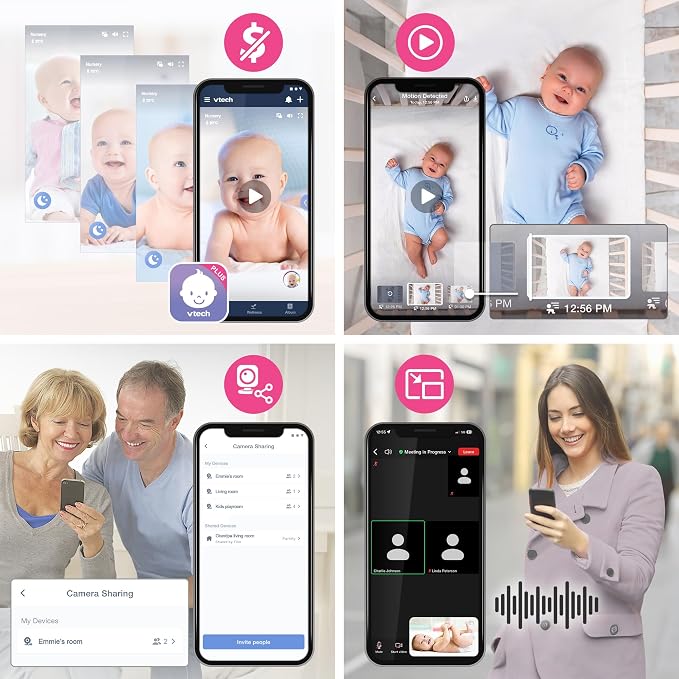 VTech Smart WiFi Baby Monitor – See Your Baby at Home or from Anywhere, 2K Camera, 5.5" Screen, 24X Zoom, Wide Angle, Night Vision, Night Light, Free App | Smart HD Plus