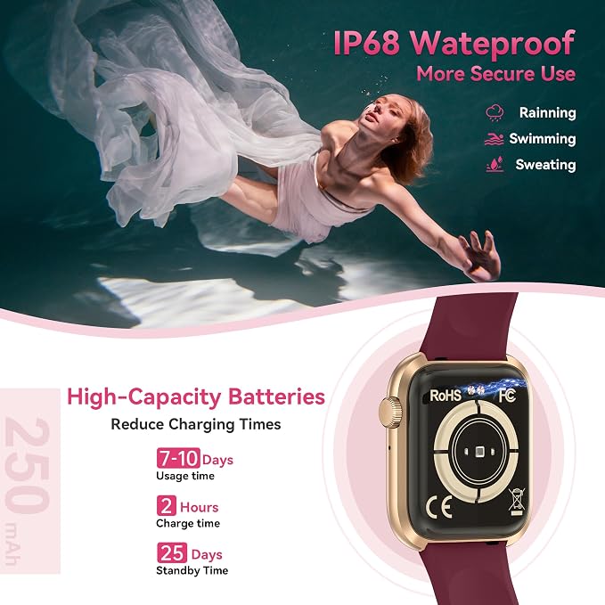 Smart Watch for Men Women(Answer/Make Call), 1.83" Fitness Watch with Heart Rate/Blood Pressure/Blood Oxygen, Pedometer, Sleep Tracker,120+ Sport Modes, IP68 Waterproof Fitness Tracker for Android iOS