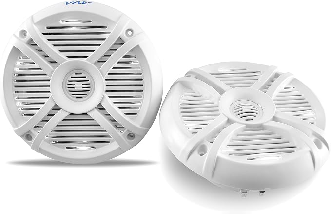 Pyle 6.5” Dual Waterproof Marine Speakers - 250W Outdoor Car/Boat Radio Stereo Speakers Waterproof/Weather Proof Marine Stereo Speakers System Pair- LED Light Mount Kit Speaker Wire Grill PLMRX68LEW