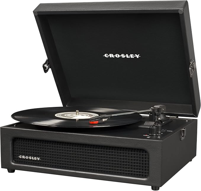 Crosley CR8017B-BK Voyager Vintage Portable Vinyl Record Player Turntable with Bluetooth in/Out and Built-in Speakers, Black