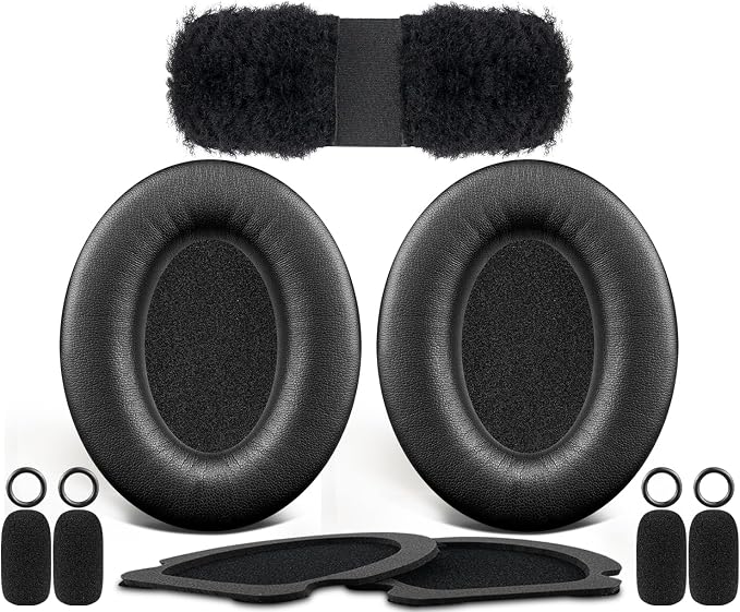 SOULWIT Replacement Kit for Bose Aviation X A10/A20 Headsets, Earpad Cushions + Headband + Speaker Screen + Microphone Covers - Black