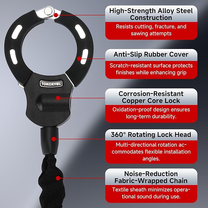 Heavy Duty Scooter Lock - 8mm Anti-Theft Chain Lock with 3 Keys, 94cm Weatherproof Security Lock for Electric Scooters, Bikes, Motorcycles