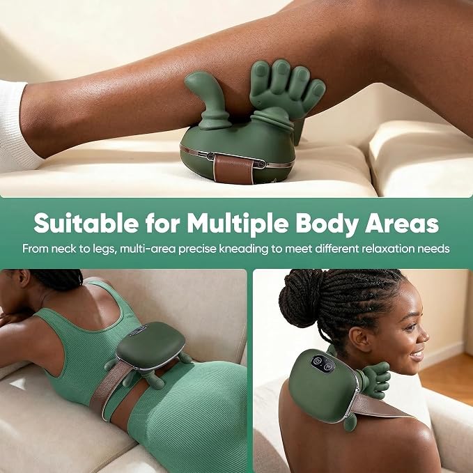 Neck & Shoulder Massager Shiatsu Deep Tissue with Heat, Cordless Rechargeable Electric Massage Pillow, Hand-Like Kneading for Neck Pain Relief, Muscle Soreness, Portable for Home, Office, Travel Gift