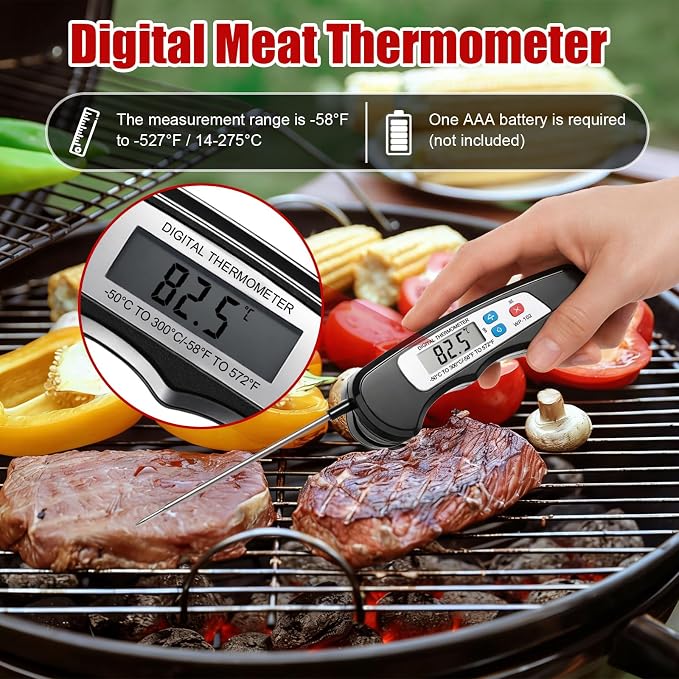 BBQ Set 55 Pack Heat Resistant Gloves, Brisket Carving Knife, and Digital Meat Thermometer for Outdoor Barbecue Cooking Baking Smoking BBQ & Grilling Accessories
