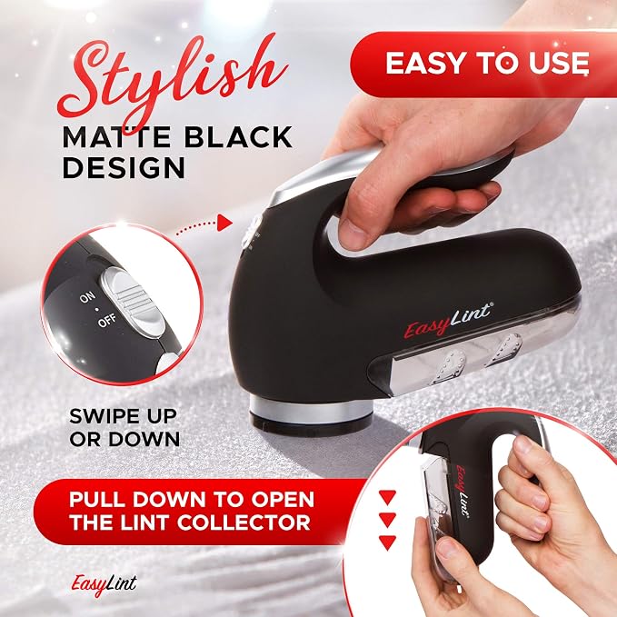 EasyLint Professional Fabric Shaver + One Pack Replacement Blades Bundle: Electric Lint Remover Fabric Shaver: Remove Fuzz, Bobbles & Pills from Sweaters, Clothes, Couch and Furniture.