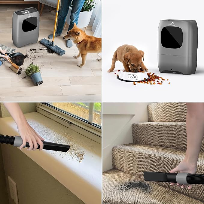 AIRTHEREAL T1 Touchless Vacuum Automatic Dustpan with 2 Operation Modes - Ultra Fast & Powerful Corded Canister Vacuum for Sweeping Salon, Pet Hair, Food, Dirt, Kitchen, 20Kpa 1500 Watt Max Suction