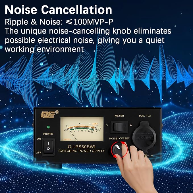 13.8V 30A DC Power Supply, Universal Compact Ham Radio Power Supply with 10A Plug Socket Put & Noise Offset, Analog Lab AC to DC Switching Converter for CB VHF UHF HAM Amateur Radio,AnyTone &TYT Radio