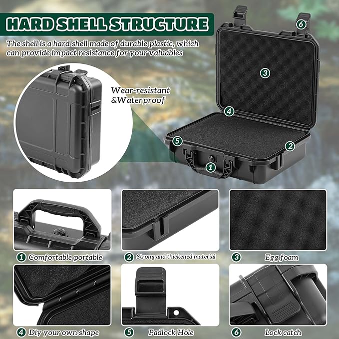 Relaxweex 1 Pcs Waterproof Hard Case with DIY Customizable Foam Insert Portable Protective Case with Knife for Camera Drones Equipments Tools Test Instruments(Black,22.4 x 16.1 x 10.2 Inch)