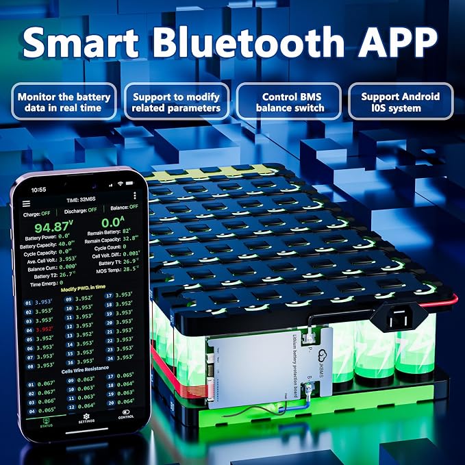 JK BMS Smart BMS 3S-8S 100A 1A Active Balancer JK-B1A8S10P-HCRPB | JK BMS for LiFePO4 Li-ion LTO batteries with Bluetooth RS485 CAN parallel function alarm and multi protection