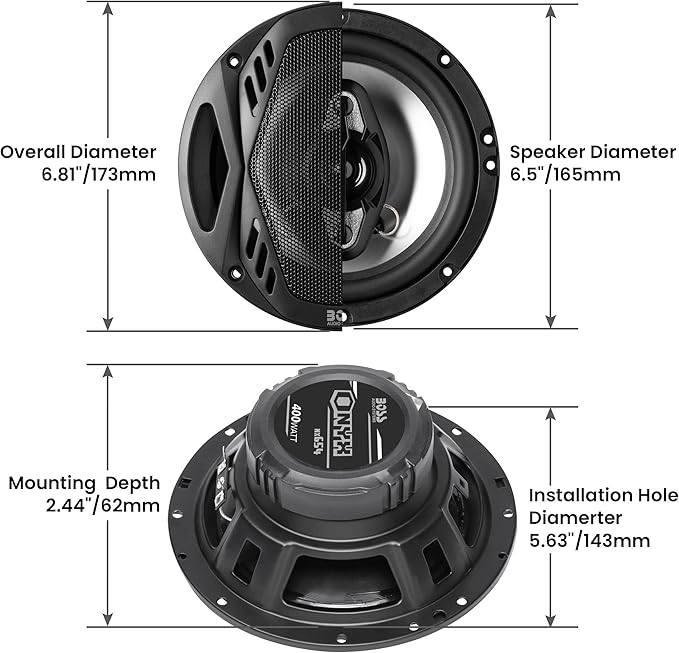 BOSS Audio Systems NX654 Onyx Series 6.5 Inch Car Door Speakers - 400 Watts (per pair), Coaxial, 4 Way, Full Range, 4 Ohms, Sold in Pairs, Bocinas Para Carro