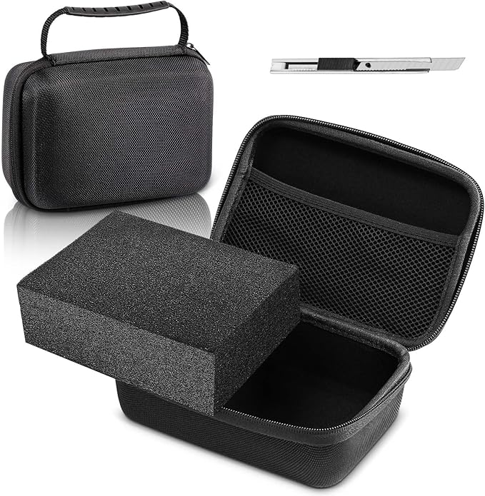 Relaxweex EVA Hard Case with Customizable Foam 12.6 x 8.27 x 3.5 Inch Protective EVA Carrying Case Shockproof Outdoor for Camera, Digital Products, Electronic Instruments with Knife, Black