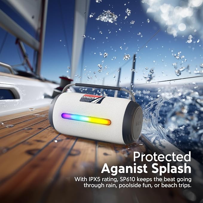 Nautica Urban SP610 True Wireless Outdoor Speaker, Portable IP5 Splash-Proof Bluetooth Speaker, Perfect for Camping, Beach, Backyard & Travel