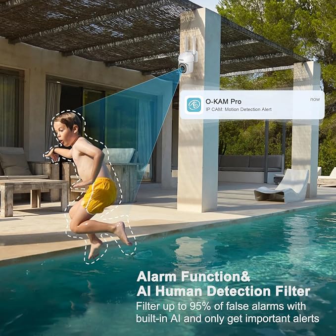EVERSECU 2K 3.0MP Outdoor WiFi PTZ Security Camera, 2.4G&5G WiFi, Auto Tracking, 2 Way Audio, Color & Infrared Night Vision, Work with Alexa, SD Card & Cloud Storage, ONVIF Compliant IP Camera(4pack)