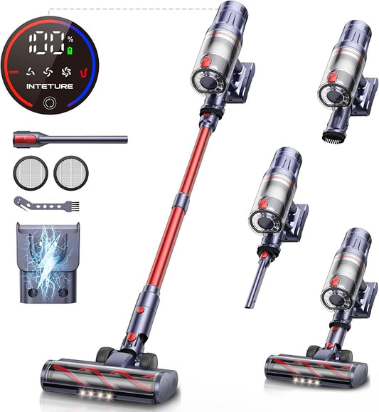 Cordless Vacuum Cleaner, 650W 55Kpa 70Mins Vacuum Cleaners for Home with Auto Mode/LED Display, Self-Standing Cordless Stick Vacuum Lightweight,Rechargeable Cordless Vacuum for Pet Hair/Carpet/Floors