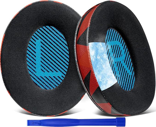 SoloWIT Cooling-Gel Earpads Cushions for Bose Headphones, Replacement Ear Pads for Bose QuietComfort 15 QC15 QC25 QC2 QC35/Ae2 Ae2i Ae2w/SoundTrue & SoundLink Around-Ear & Around-Ear II - Red Storm