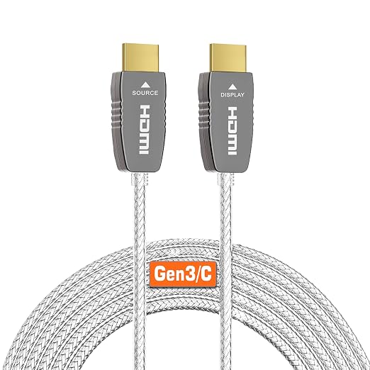RUIPRO Crystal 8K HDMI Ultra High Speed Latest 2.1b Certified Fiber Optic Cable 50 Feet 8K60Hz 4K120Hz 48Gbps eARC HDR HDCP2.3 for RTX4080/4090/3080/3090 Xbox PS5 AVR Projector LG/Samsung/Sony