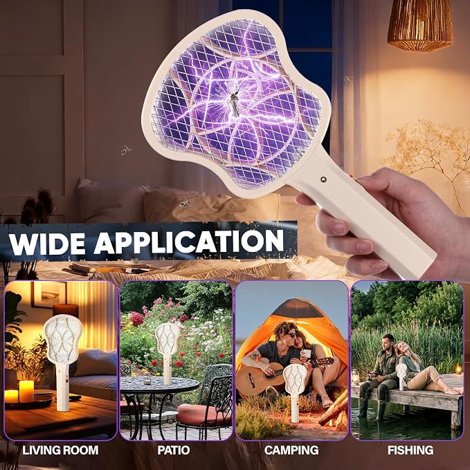 6 Pack Electric Fly Swatter Racket 3000v Bug Zapper Racket Mini Handheld Fly Swatter Mosquito Zapper with 2-Layer Safety Mesh Zappers for Indoor Outdoor Home Vehicle Placement Camping