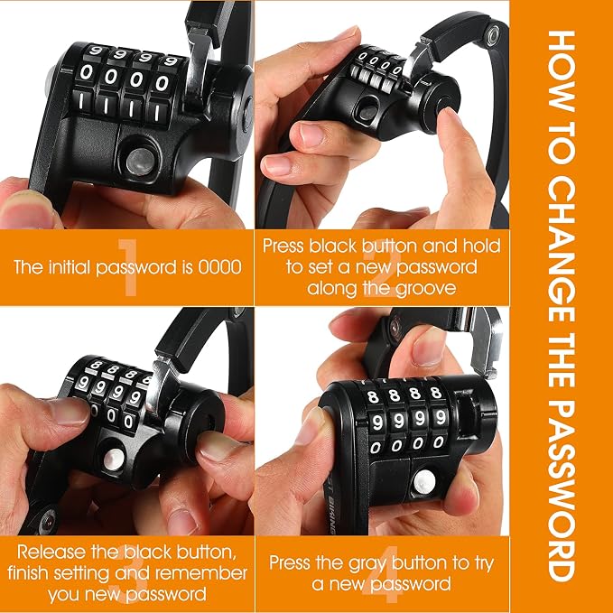 Bike Locks Heavy Duty Anti Theft Bicycle Lock Folding 4-Digit Level 6, Security Chain FoldyLock with Bracket, 2.8 FT Strong Foldable Lock