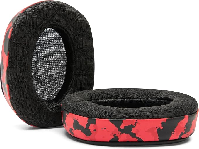 WC Freeze V2 G PRO X – Angled Cooling Gel Earpads Compatible with Logitech G Pro X Series by Wicked Cushions | Angled Pads for Extreme Comfort, New Freeze V2 Cooling Fabric, Extra Thick | Red Camo