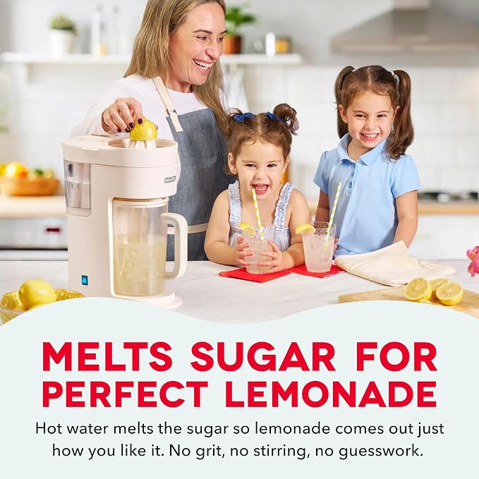 Dash Summer Sippers™ Lemonade Maker & Electric Citrus Juicer - Dissolves Sugar, Juices Over Ice - Lemon Squeezer Machine - Make Fresh Orange & Lemon Juice - Two 32oz Pitchers & Infuser Cylinders