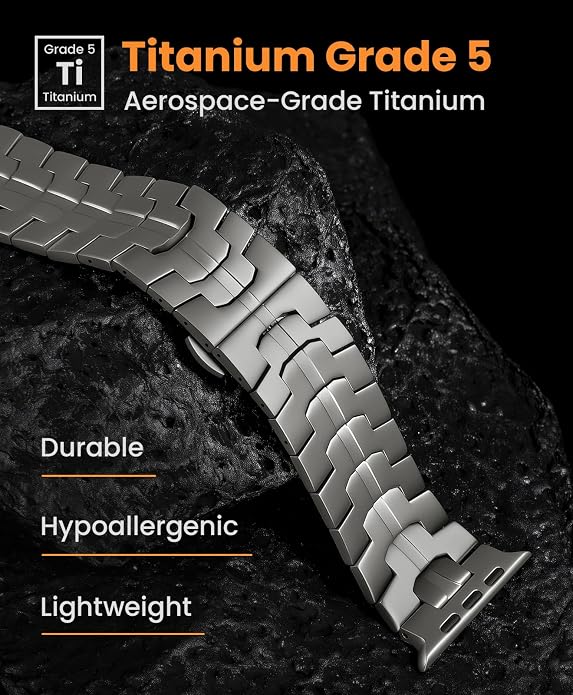 Grade 5 Titanium Band for Apple Watch Ultra 3/2/1 49mm & Series 11/10 46mm, DLC Coating Anti-Scratch Ultra 3 Band with Small-Link Design for Precise Fit, Secure Butterfly Clasp Band for Men