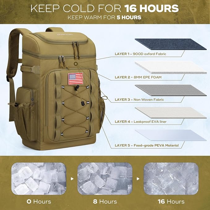 Maelstrom Backpack Cooler,Soft Lightweight Leakproof Cooler Backpack,Men Women 35/50 Can Insulated Cooler Bag,Keeps Hot/Cold for Up to 16 Hours,Perfect for Camping, Beach