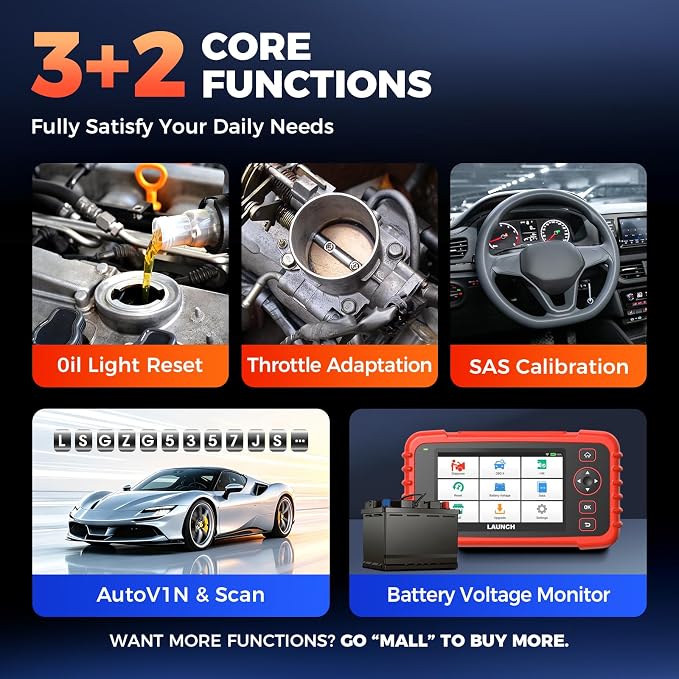 Launch CRP 123X Plus 2026 OBD2 Scanner Diagnostic Tool, All System Car Scan Tool Lifetime F.Ree Update, Oil Reset, SAS Calibration, Throttle Adaptation, Auto VIN, Battery Test, Upgraded of CRP123X