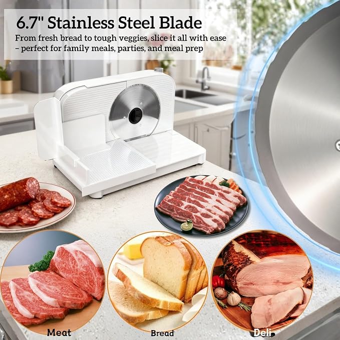 Electric Meat Slicer for Home+Food Dehydrator Machine, Portable Deli Meat Slicer & Food Dryer Dehydrators for Homemade Snacks, Meat, Herb, Bread, Jerky