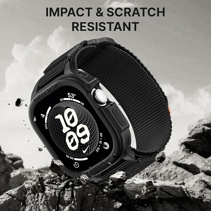 Bandletic Rugged Case with Band Compatible with Apple Watch 49mm(Ultra 3/2/1),46mm(Series 11/10), 45mm(Seriess 9/8/7),44mm(SE3/SE2/SE/6/5/4), Protective Cover Sport Accessories for iWatch Men
