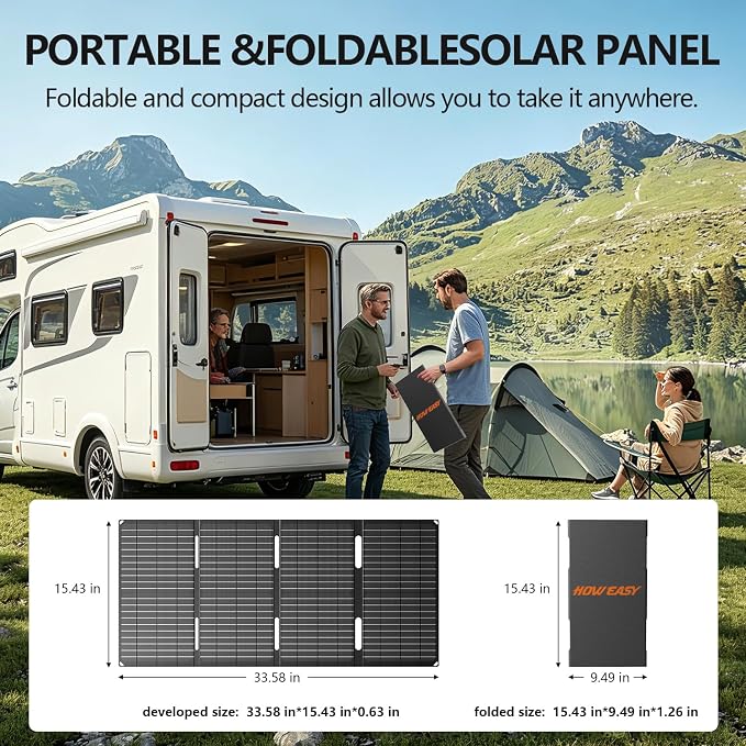 HOWEASY Portable Power Station 300W,222Wh Solar Generator with Foldable 60W Solar Panel,Fast Charging Power Bank with AC Outlet 110V for Outages, Camping, RV, Emergencies