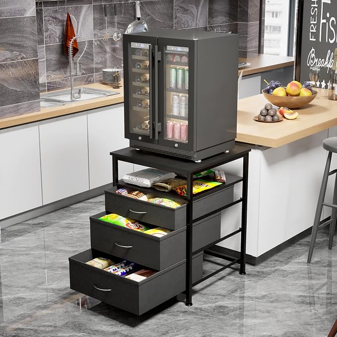 AQQHSAIN Mini Fridge Stand Heavy Duty Mini Fridge Table with Storage Dorm Fridge Shelf Beverage Refrigerator Table Stand for Home Office Dorm Apartment Kitchen (29.5 * 21.7 * 21.7inch)