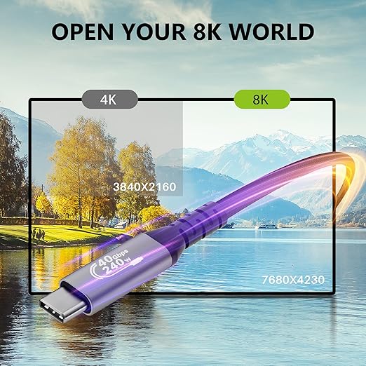 USB 4 Extension Cable 3FT, Coaxial Cable, USB C Male to Female Cable, 40Gbps, 8K/5K@60Hz, 240W, Compatible for MacBook, SSD, iPhone 17/16/15 Series, Thunderbolt 5/4/3, S24, XPS, Surface Pro, Coaxial